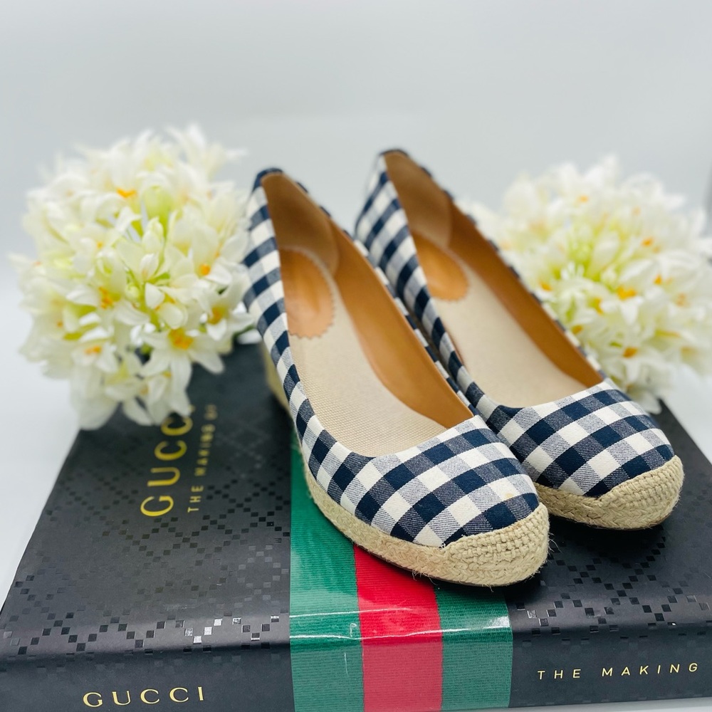 Jcrew gingham espadrille wedges